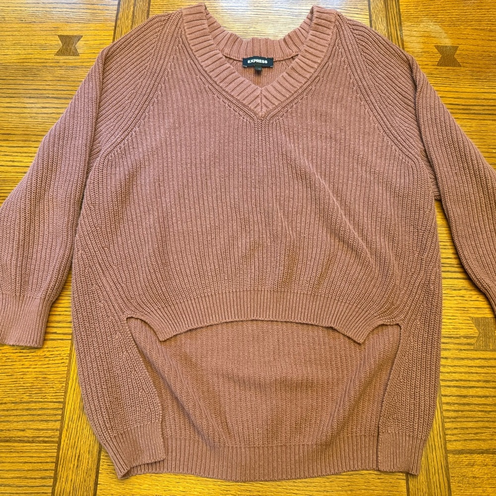 Express V-Neck Sweater in Rich Brown